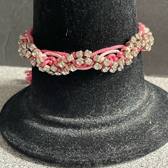 Rose Gonzales Pink Braided String Bling Bracelet - Picture 5 of 10